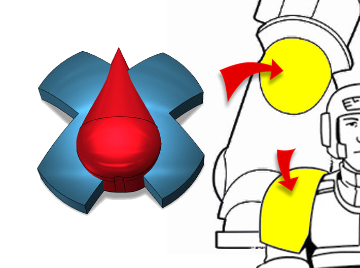 20x Blood Cross - Tiny Convex Insignias (3mm) 3d printed