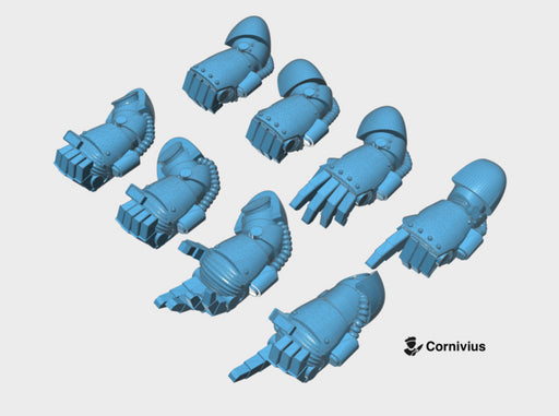 8x Base - Terminator Energy Fists [Group 1] 3d printed Includes the full arm in both Right and Left-handed versions