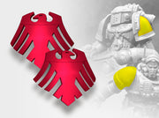 60x Red Raven - Small Convex Insignias (5mm) 3d printed 30 Left &amp; 30 Right