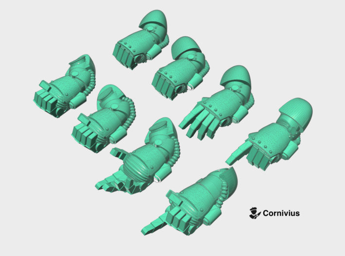 8x Base - Marine Energy Fists [Group 1] 3d printed Marine-Sized