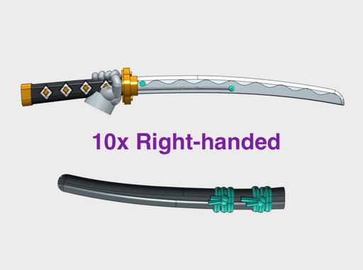 10x Right-hand Energy Sword: Shinto (w/Sheaths) 3d printed