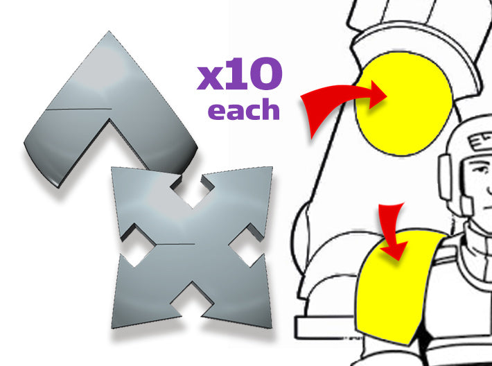 20x Support/Assault - Tiny Convex Insignias (3mm)	 3d printed