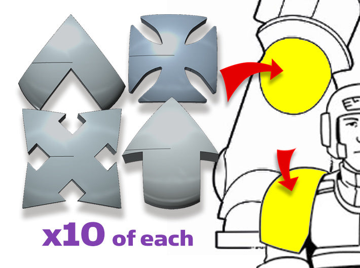40x Base Squads Pack - Tiny Convex Insignias (3mm) 3d printed