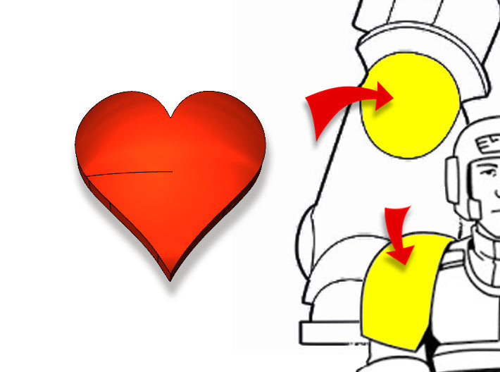 20x Hearts - Tiny Convex Insignias (3mm)	 3d printed