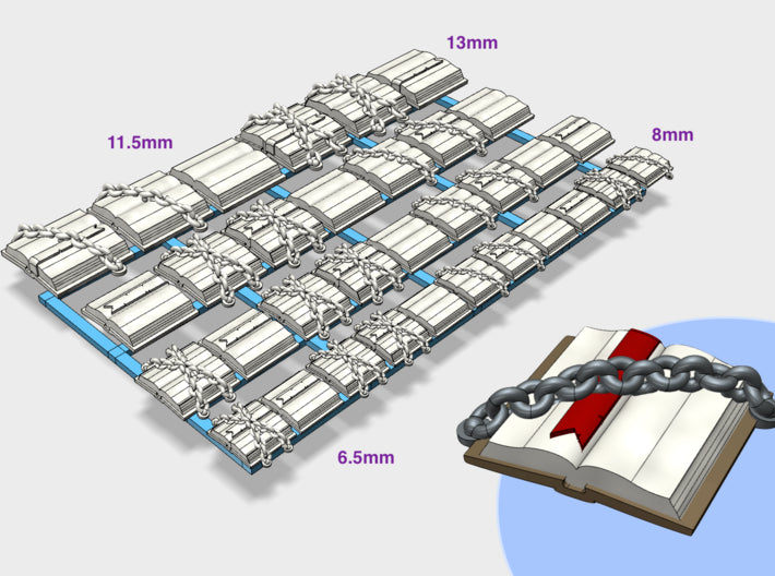 Various Open/Chained Books: Set 1 3d printed