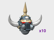 Warped-Donnero Horned Helms 3d printed Small = 5 Helmets | Large = 10 Helmets