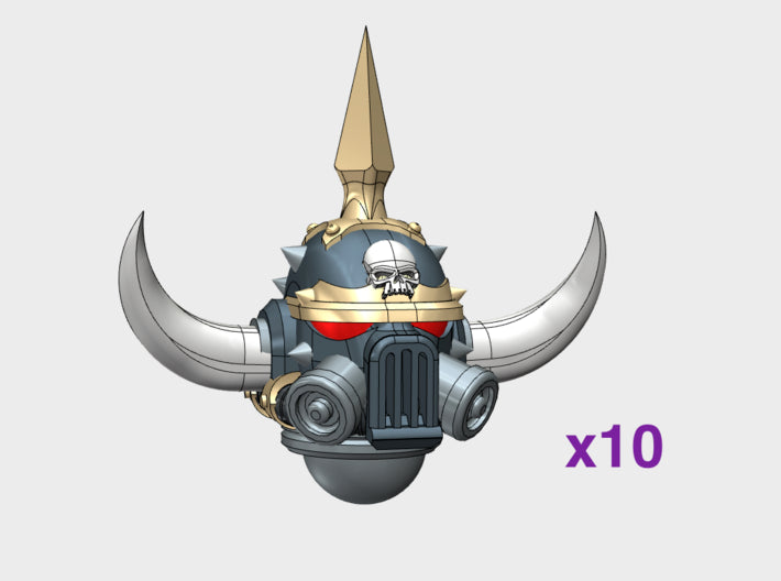 Warped-Donnero Horned Helms 3d printed Small = 5 Helmets | Large = 10 Helmets