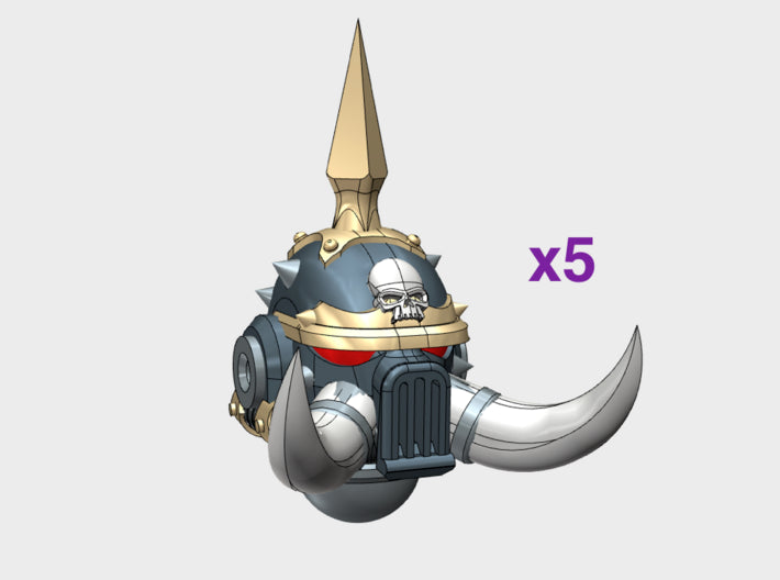 Skull Marked : Warped-Donnero Tusked Helms 3d printed Small = 5 Helmets | Large = 10 Helmets