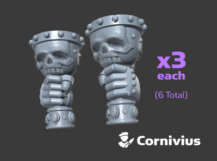 Skull Chalices (Left &amp; Right-Handed) 3d printed Medium Sprue = 6 Chalices