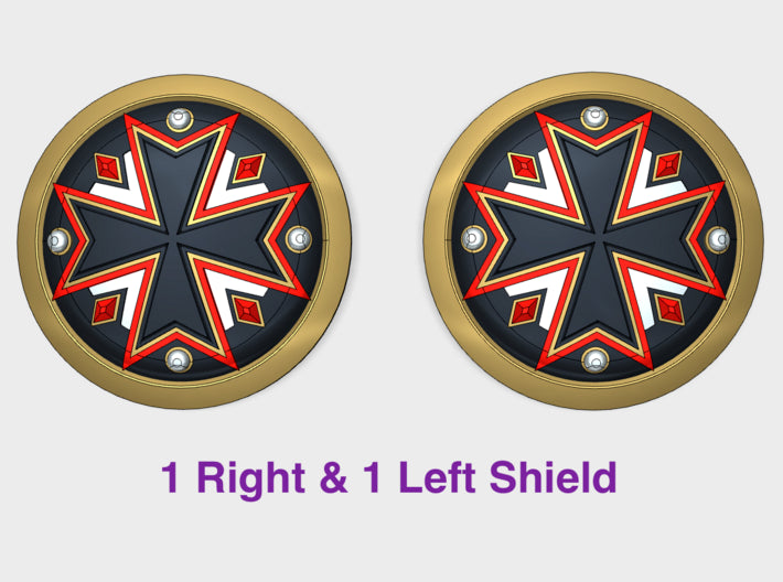 Maltese Cross - Round Power Shields (L&amp;R) 3d printed