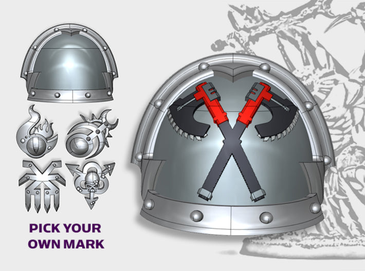 Crossed Axes - Abhor: Demonic Pauldrons 3d printed