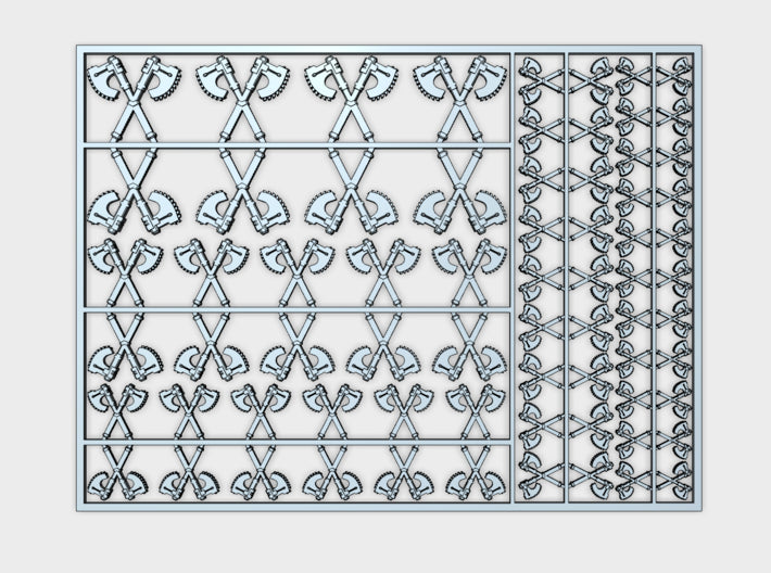 Crossed Axes - Flat Vehicle Insignia pack 3d printed