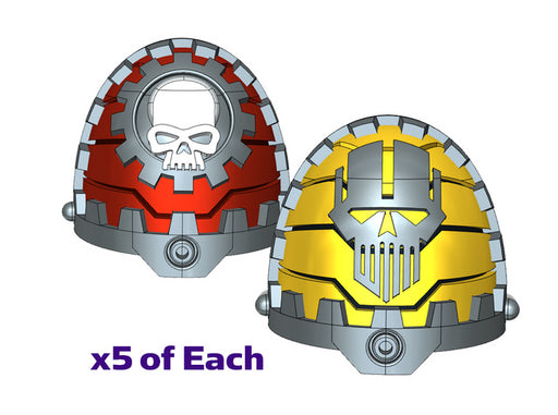5x Iron Heads - G:11c Tech Pauldron Sets 3d printed