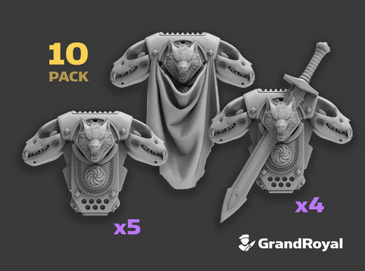 10x Wolf Skull - GR:1a Volkpacks - Squad Set 3d printed