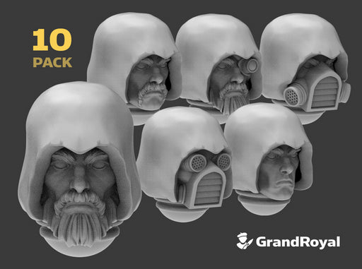 10x Base : Hooded Marine Heads (Variety Pack) 3d printed