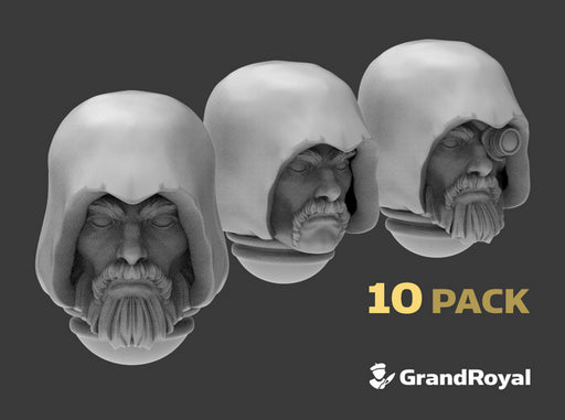 10x Bearded: Hooded Marine Heads 3d printed