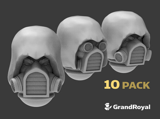 10x Vent-Masked : Hooded Marine Heads 3d printed