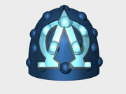 10x Lambda Omega - G:6b Studded Shoulder Pads 3d printed