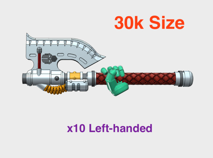 10x Ironheads: Rafnyr Energy Axe (30k Size) Left 3d printed