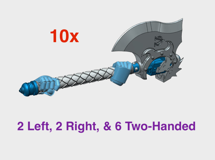 10x One &amp; Two-handed EnergyAxe: Alpha Lenaeran 3d printed