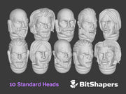 10x Knightly Order : Bare Marine Heads 3d printed