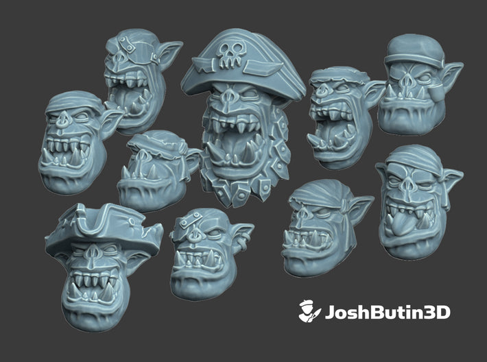 10x Buccaneer : Orc Head Swaps 3d printed