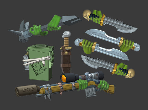 Base Orc Kill Team Weapons &amp; Bits 3d printed