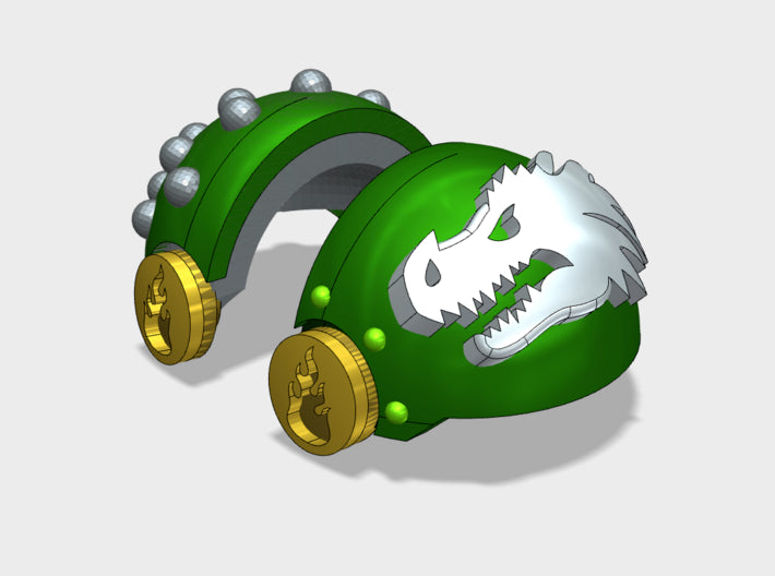 5x Dragon Head (L) T:3h Tartaros Studded Shoulders 3d printed