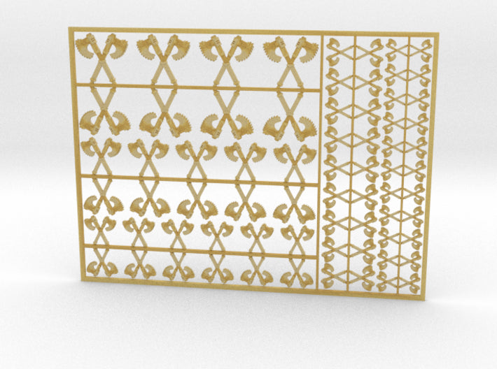 Crossed Axes - Flat Vehicle Insignia pack 3d printed