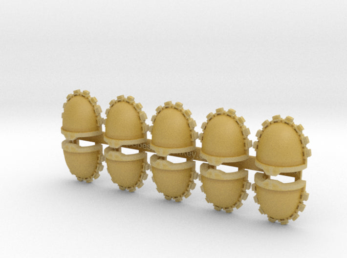 10x Blank - G:11g Cogged Ridge Pauldrons 3d printed