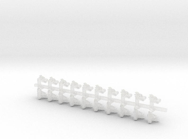 20x Dragon Head (R)- Tiny Convex Insignias (3mm) 3d printed