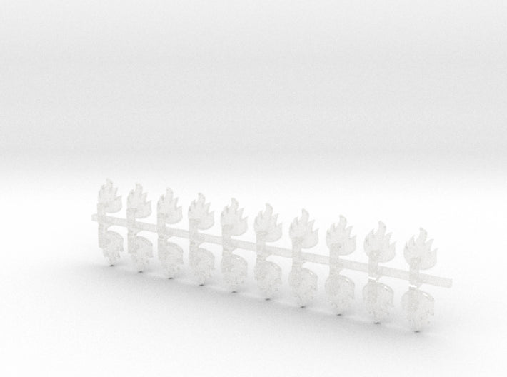 20x Dragon Flame - Bent Insignias (7mm) 3d printed