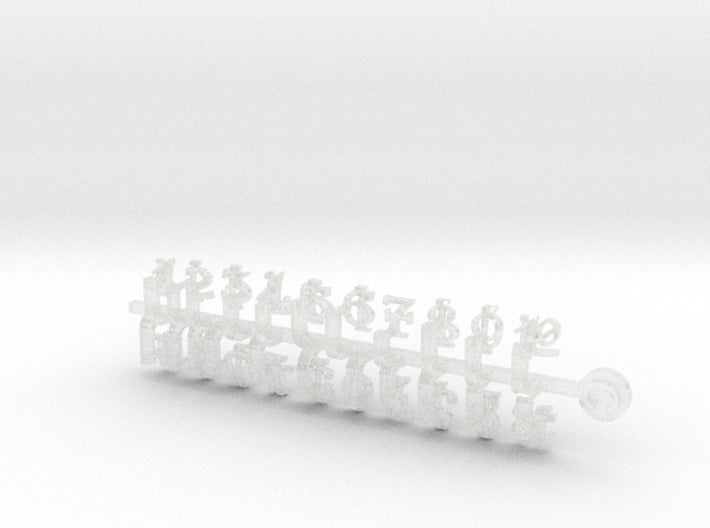 2x Ogothic Number Set - Tiny Convex Insignias (3mm 3d printed
