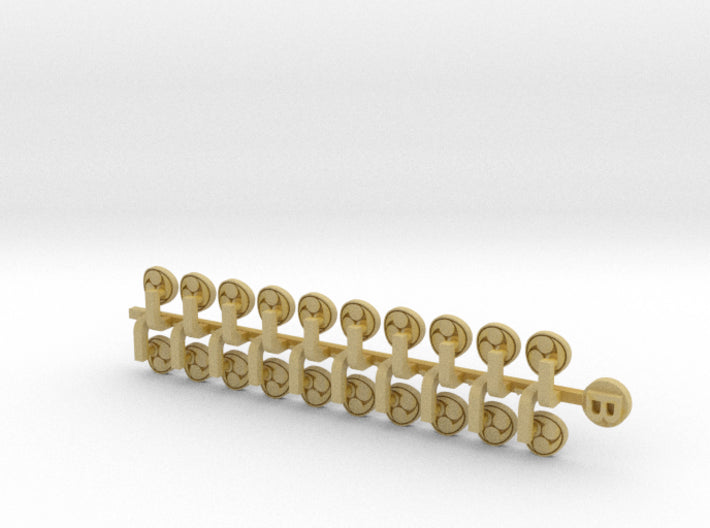 20x Mitsu Tomoe - Small Bent Insignias (5mm) 3d printed
