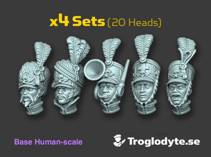 Napoleux Command Staff: Human Head Swaps 3d printed
