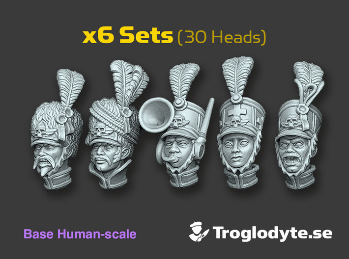 Napoleux Command Staff: Human Head Swaps 3d printed
