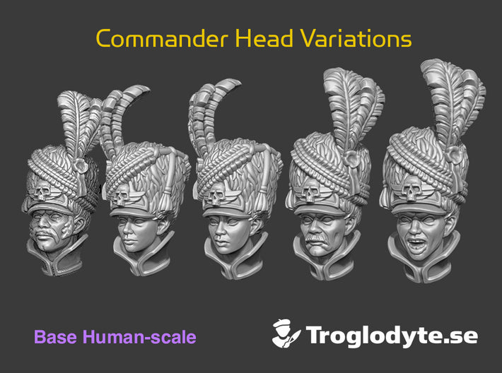 Napoleux Command Staff: Human Head Swaps 3d printed