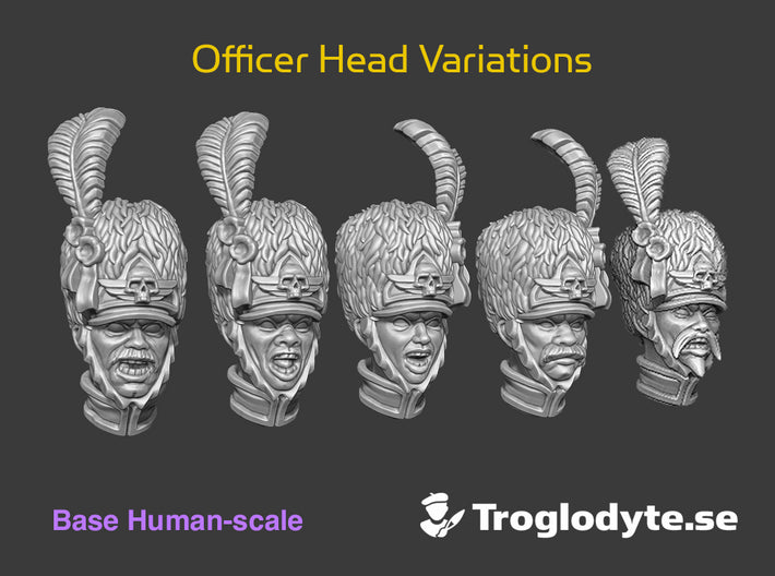 Napoleux Command Staff: Human Head Swaps 3d printed
