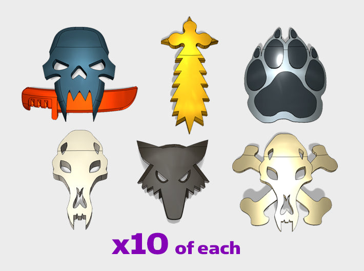 60x Wolf Mark Shoulder Insignias - Set:1 3d printed