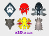 60x Wolf Mark Shoulder Insignias - Set:2 3d printed