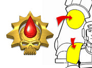 20x Halo Blood Skull - Tiny Convex Insignias (3mm) 3d printed