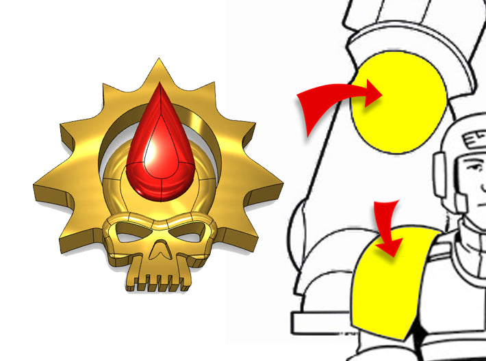 20x Halo Blood Skull - Tiny Convex Insignias (3mm) 3d printed