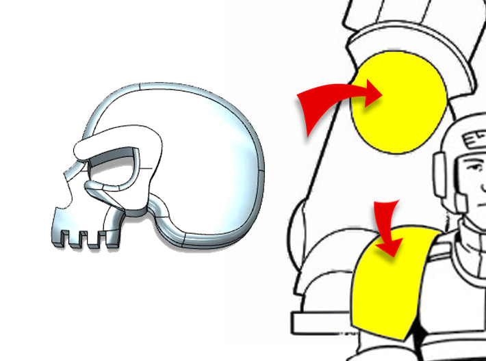 20x Skull Face Left - Tiny Convex Insignias (3mm) 3d printed