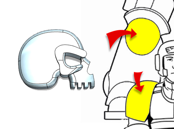 20x Skull Face Right - Tiny Convex Insignias (3mm) 3d printed