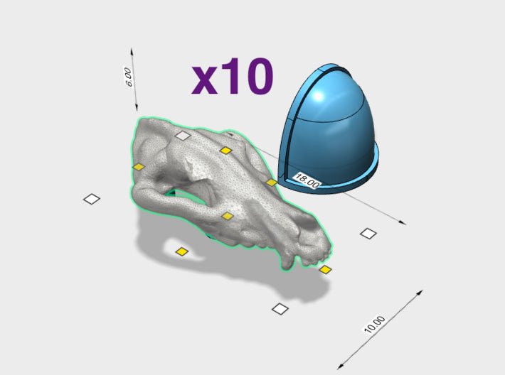 10x Wolf Skulls (18 x 10mm) 3d printed