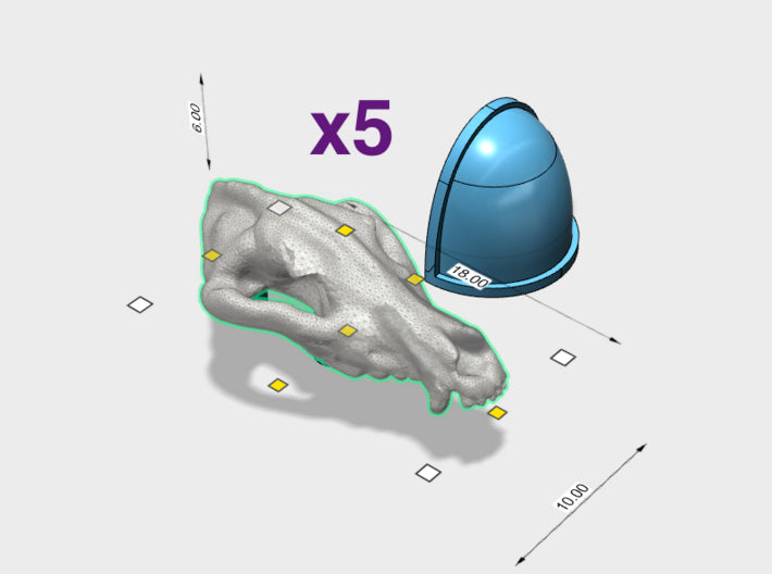 5x Wolf Skulls (18 x 10mm) 3d printed