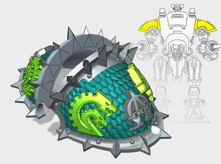 Hydra Mech. Alpha - C1v Squire Knight Pauldrons 3d printed