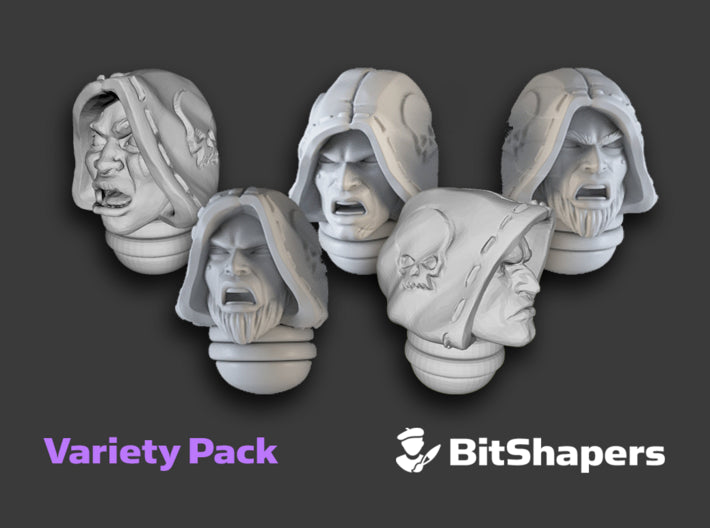 10x Skull Hood : Hooded Marine Heads 3d printed