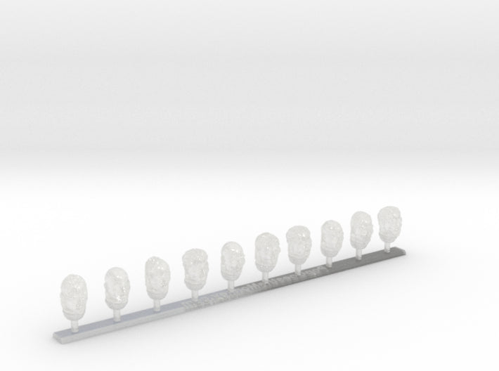 10x African Tribal : Bare Marine Heads 3d printed