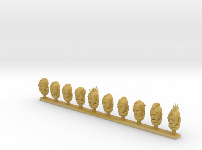 10x Punk : Bare Marine Heads 3d printed